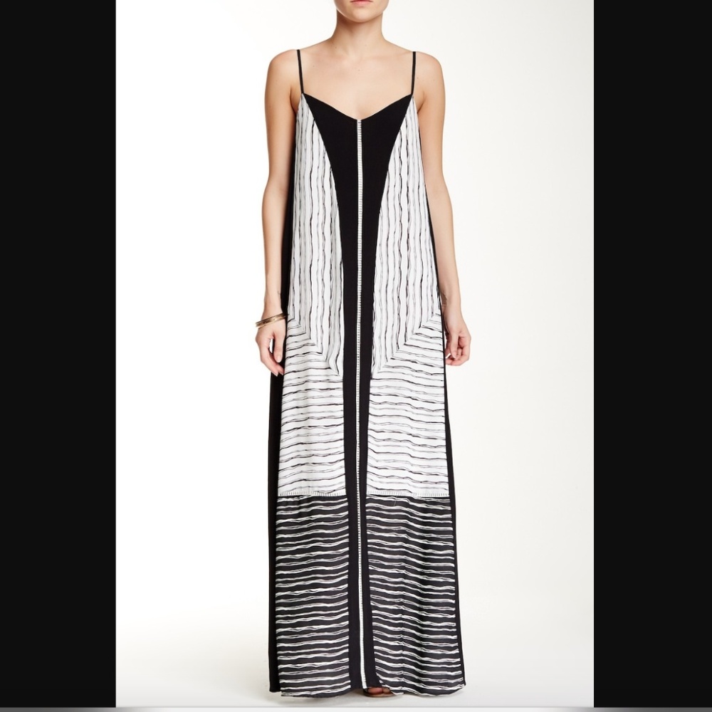 Adelyn Rae Strappy Mixed Pattern Maxi Dress